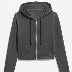 Old Navy SoComfy Cropped Zip Hoodie Sweatshirt Panther Grey Gray Extra Large XL